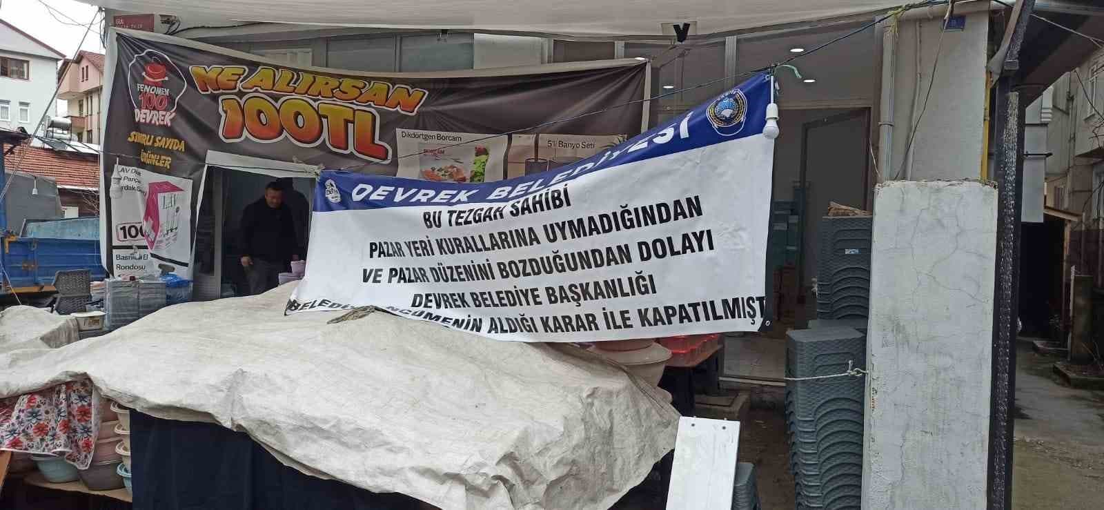 Devrek'te kurallara uymayan pazarcının tezgahı kapatıldı