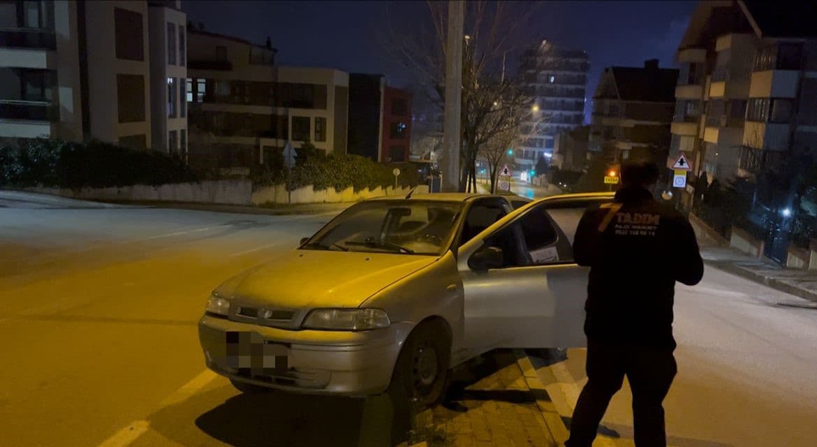 Park ettiği otomobil bir anda geri kaçtı, direğe çarparak durabildi