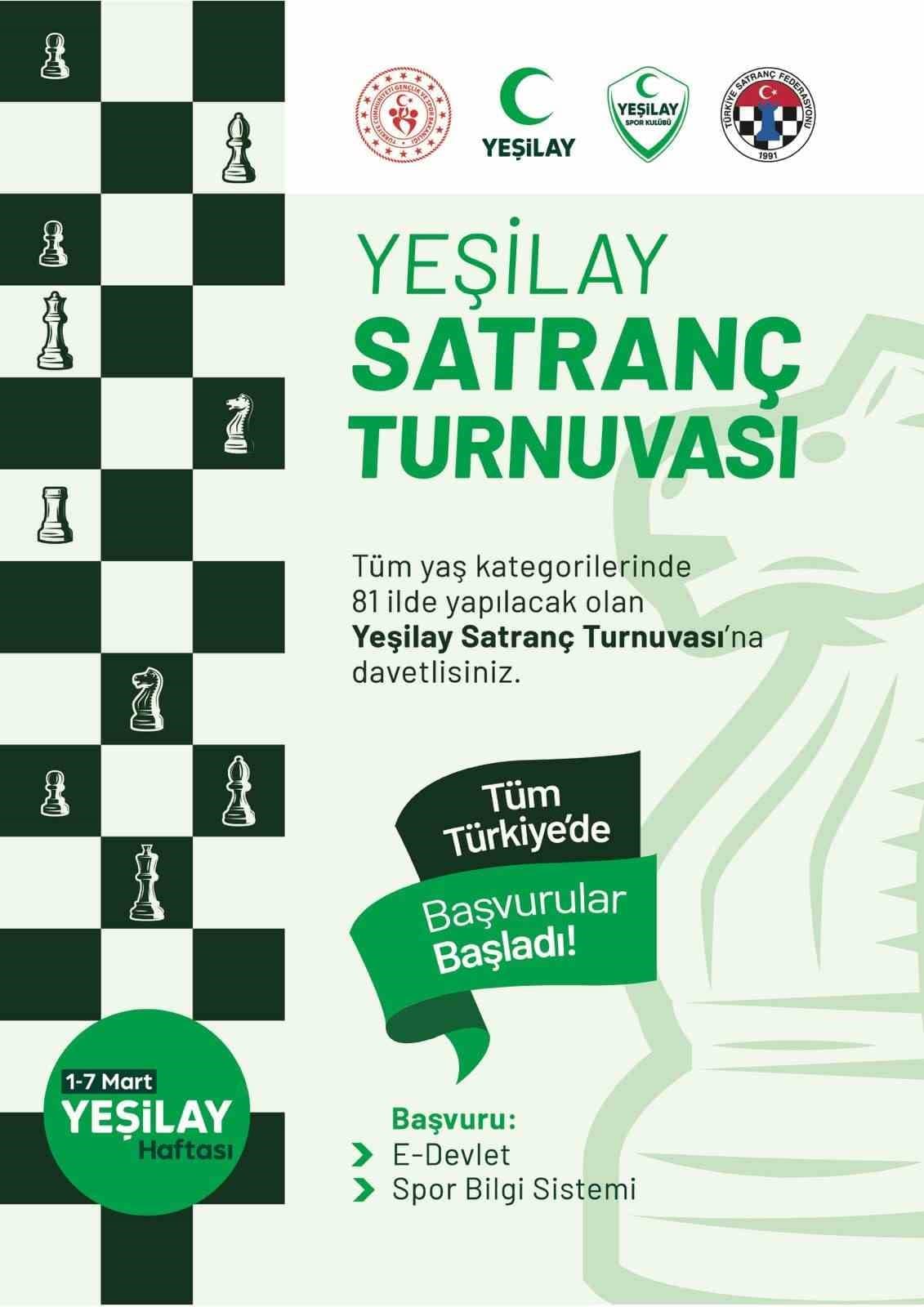 Niğde’de Yeşilay Haftası Satranç Turnuvası için başvurular başladı