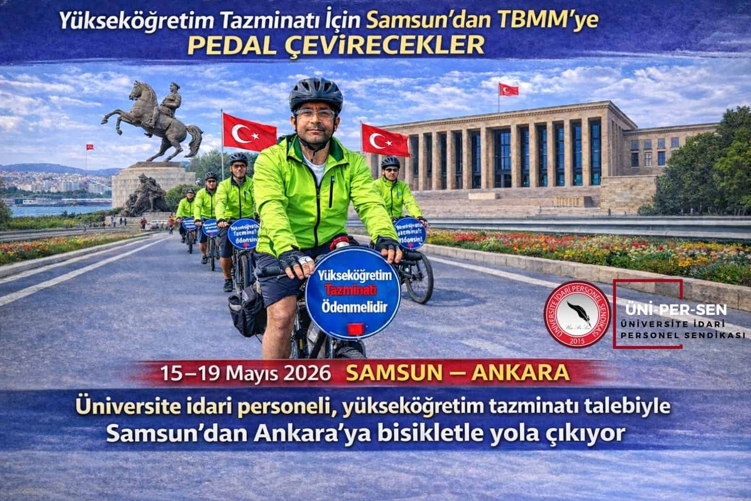 ÜNİPERSEN’den Samsun’dan TBMM’ye bisikletli eylem