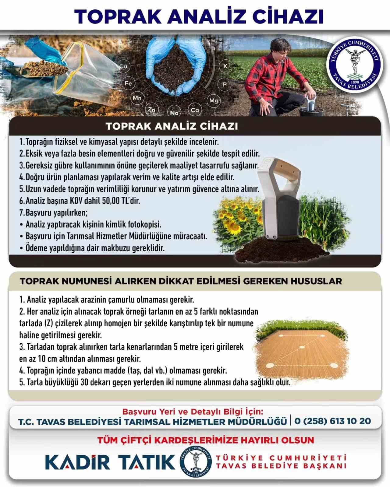 Tavas Belediyesinden çiftçilere toprak analizi desteği