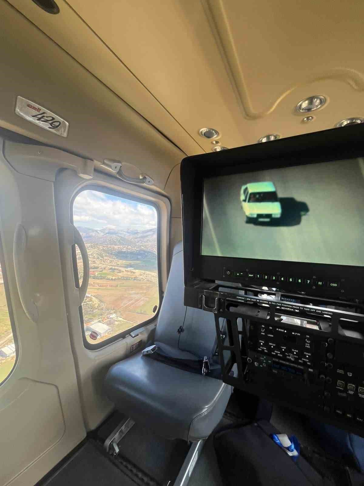 Burdur’da helikopter destekli trafik denetiminde 684 araç ve sürücüsü kontrol edildi