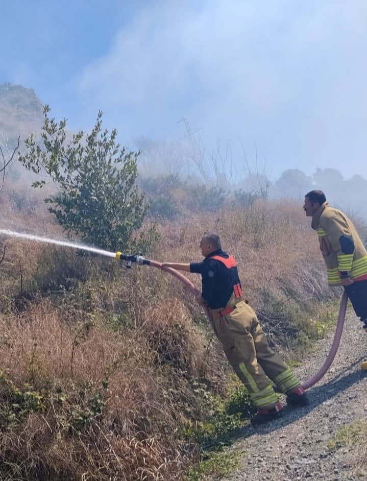 Defne’de çıkan bahçe yangınından alevler yükseldi
