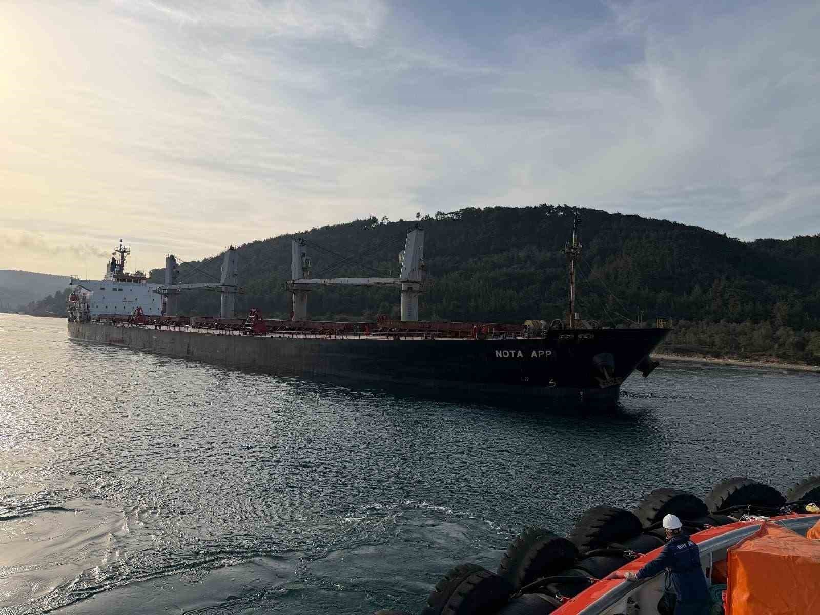 Çanakkale Boğazı’nda makina arızası yapan gemi karaya oturdu
