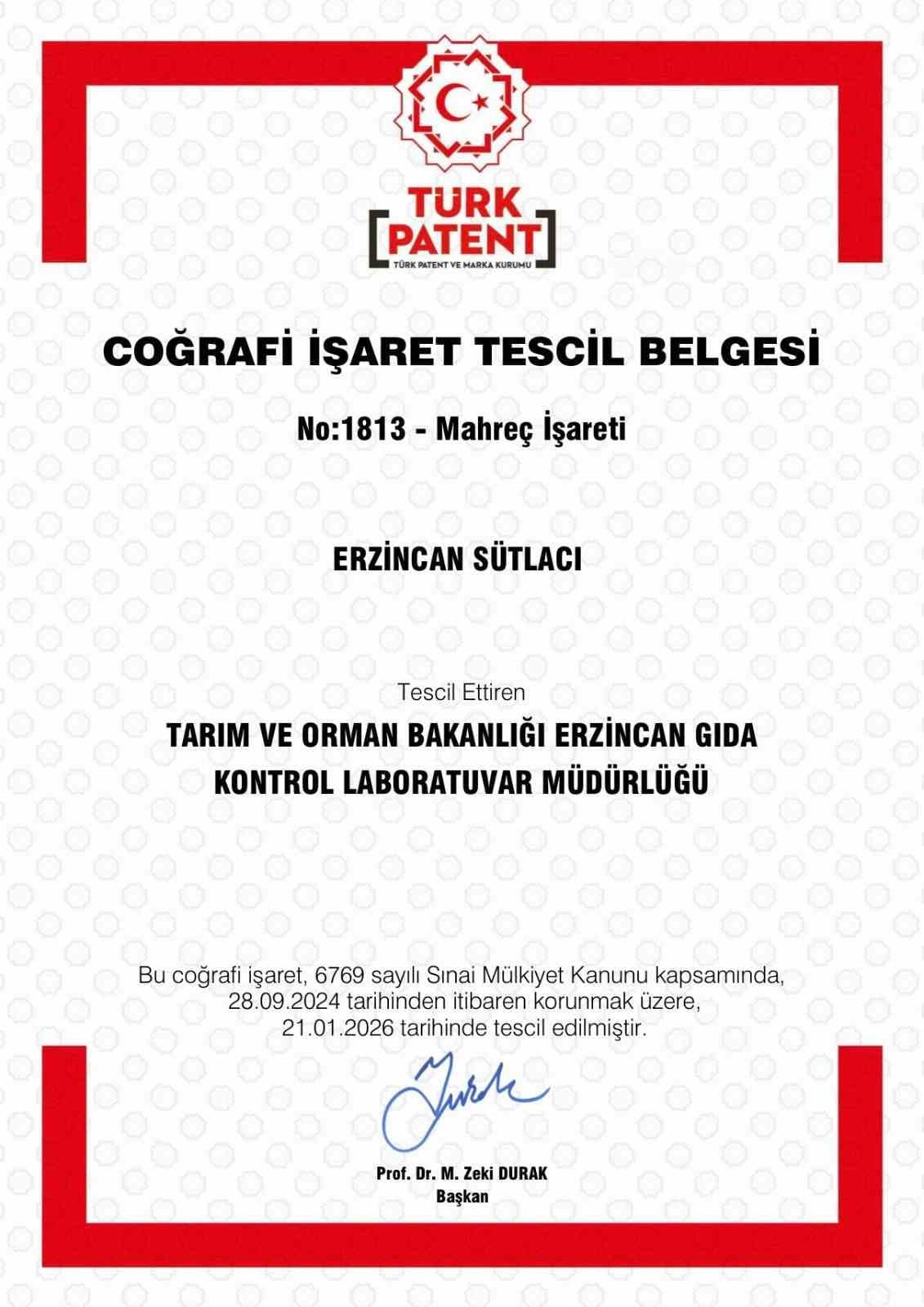 Erzincan Sütlacı coğrafi işaretle tescillendi