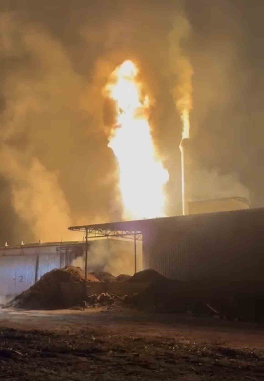 Yağ kazanı patlayan entegre tesisi alev alev yandı