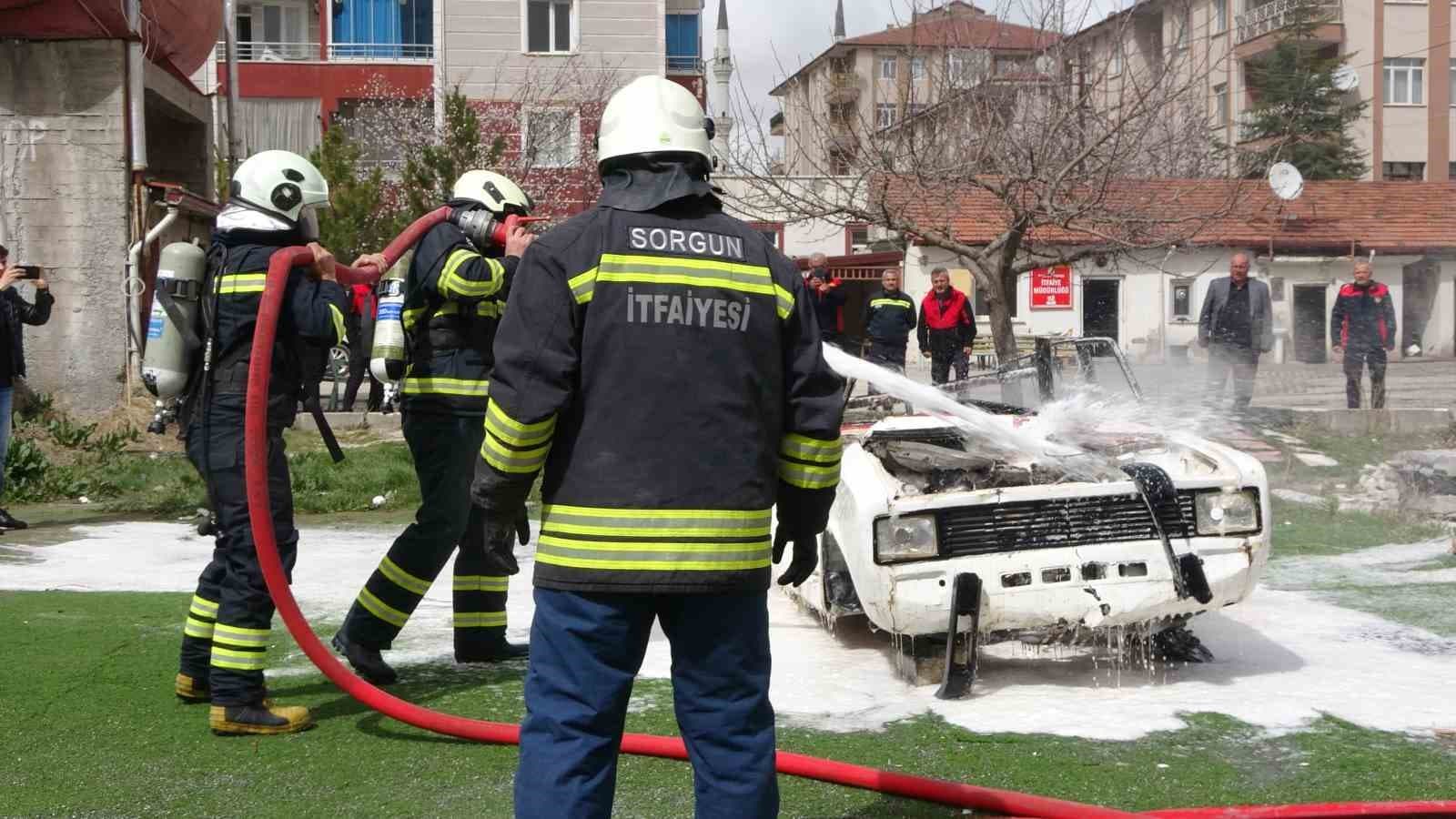 Sorgun itfaiyesi yangın tatbikatında tam not aldı