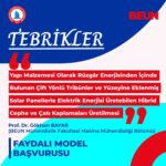BEUN Öğretim Üyesi Prof. Dr. Bayar’ın çevre dostu faydalı model başvurusu tescillendi