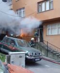 Rize’de 4 katlı apartmanın zemin katında yangın çıktı