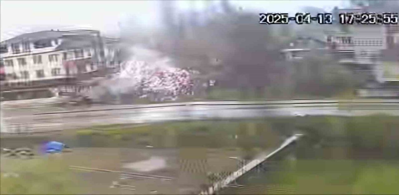 Bartın’da ağaca düşen yıldırım kamerada