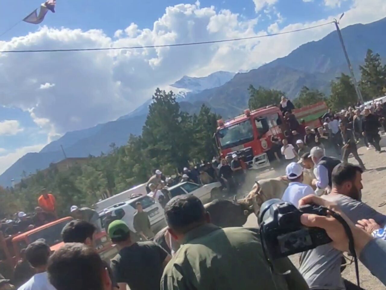 Boğa güreşlerinde panik dolu anlar