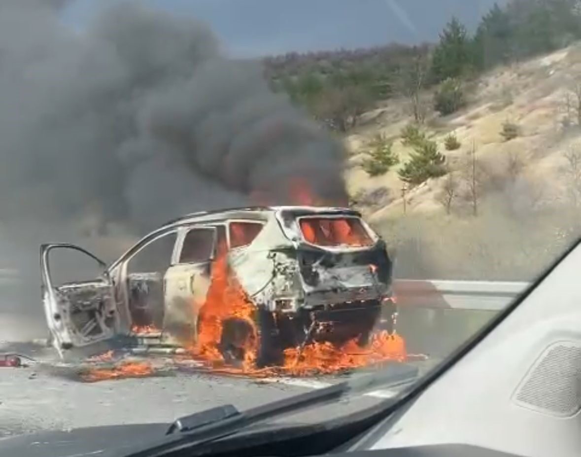 TEM Otoyolu’nda cip alev alev yandı