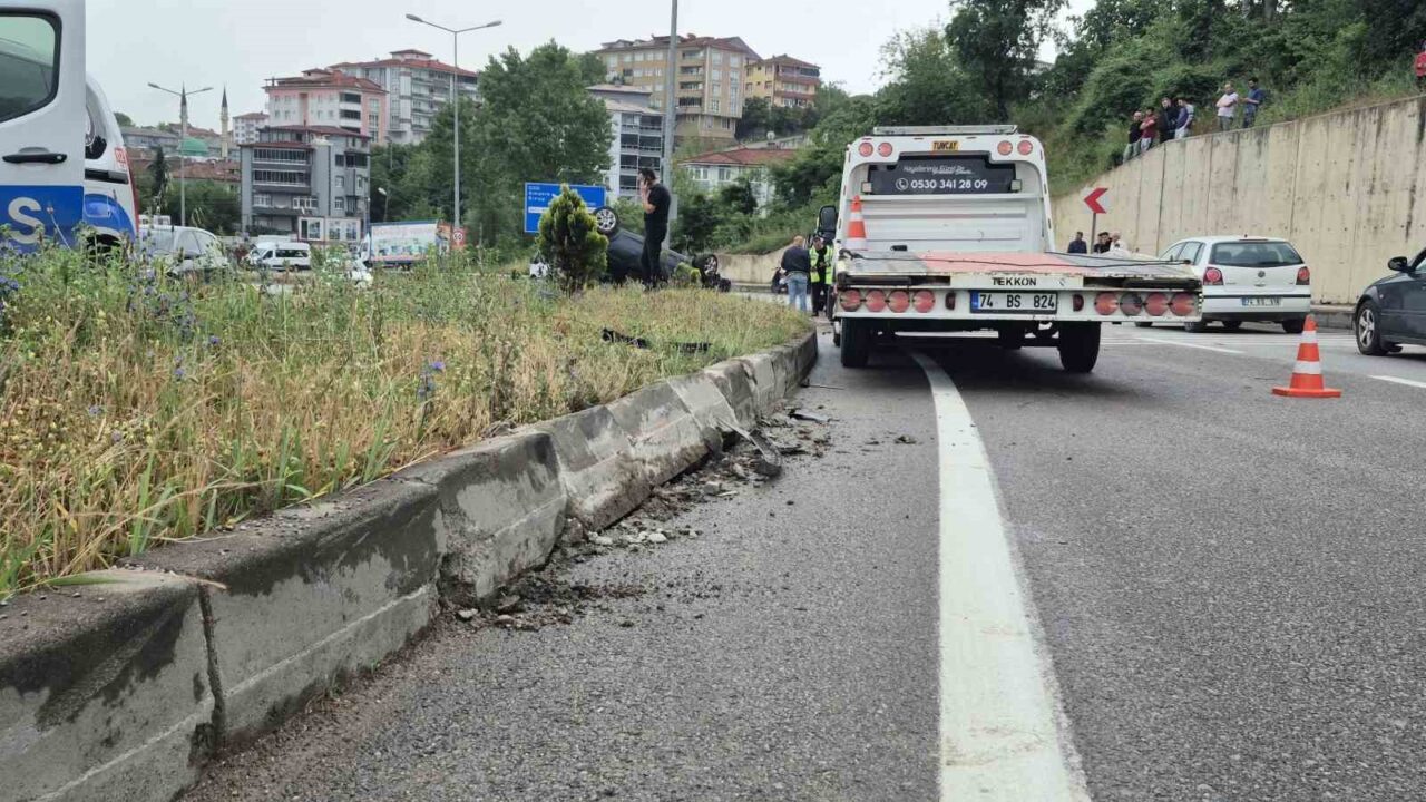 Bartın’da otomobil takla attı: 1 yaralı