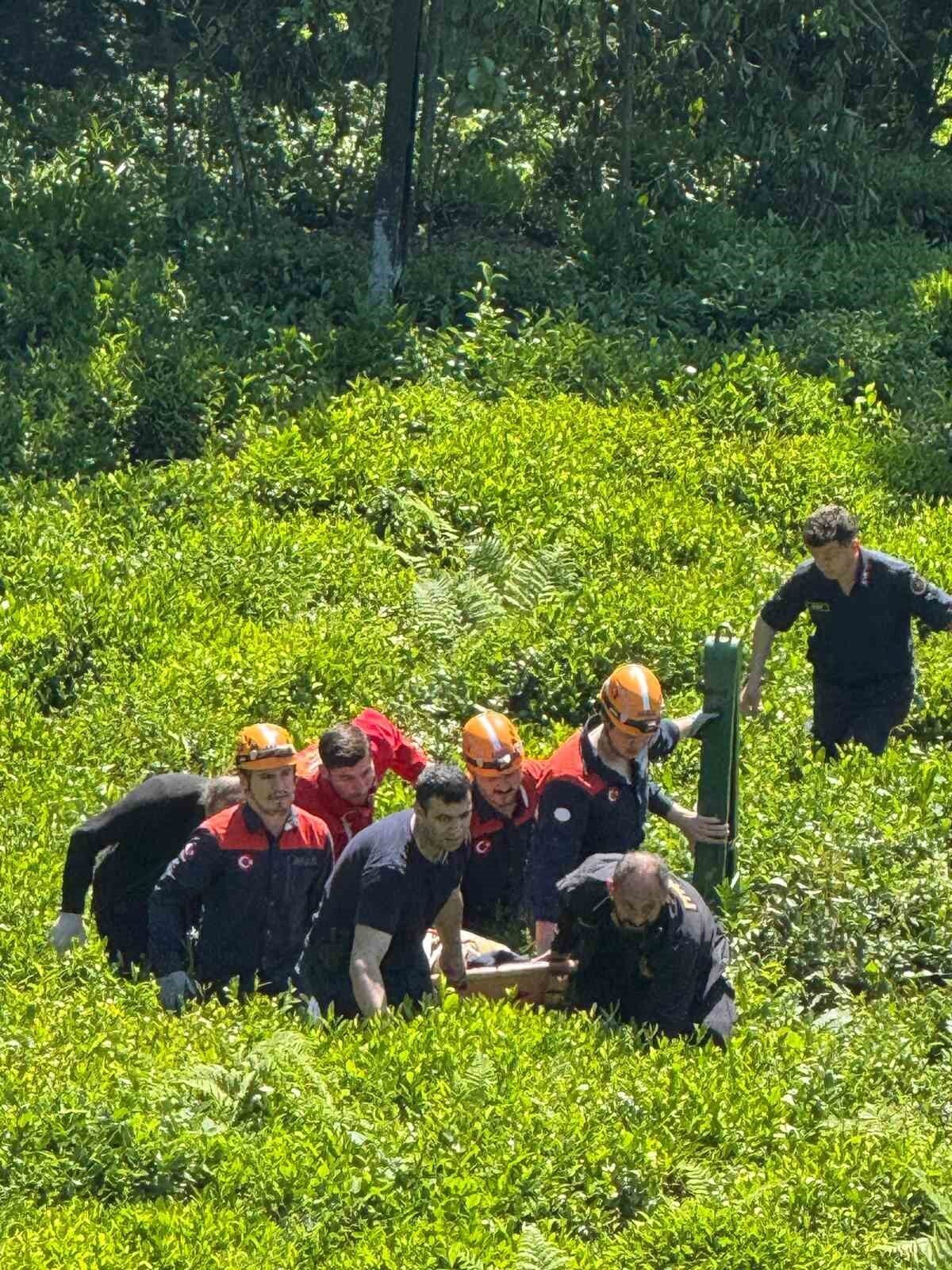 Rize’de çay bahçesinden yuvarlanan şahıs AFAD tarafından kurtarıldı