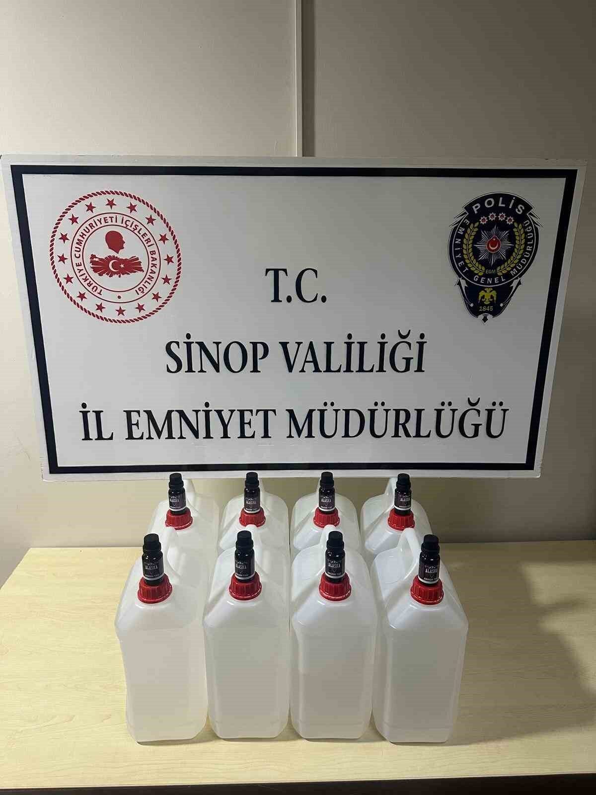 Sinop’ta 40 litre etil alkol ele geçirildi