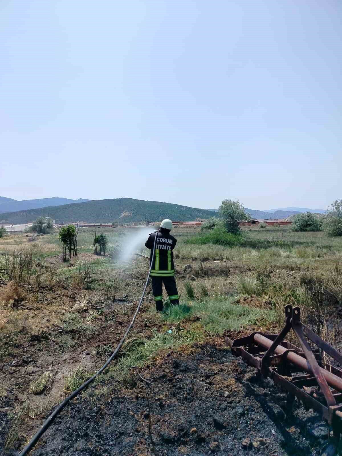 Çorum’da korkutan arazi yangını