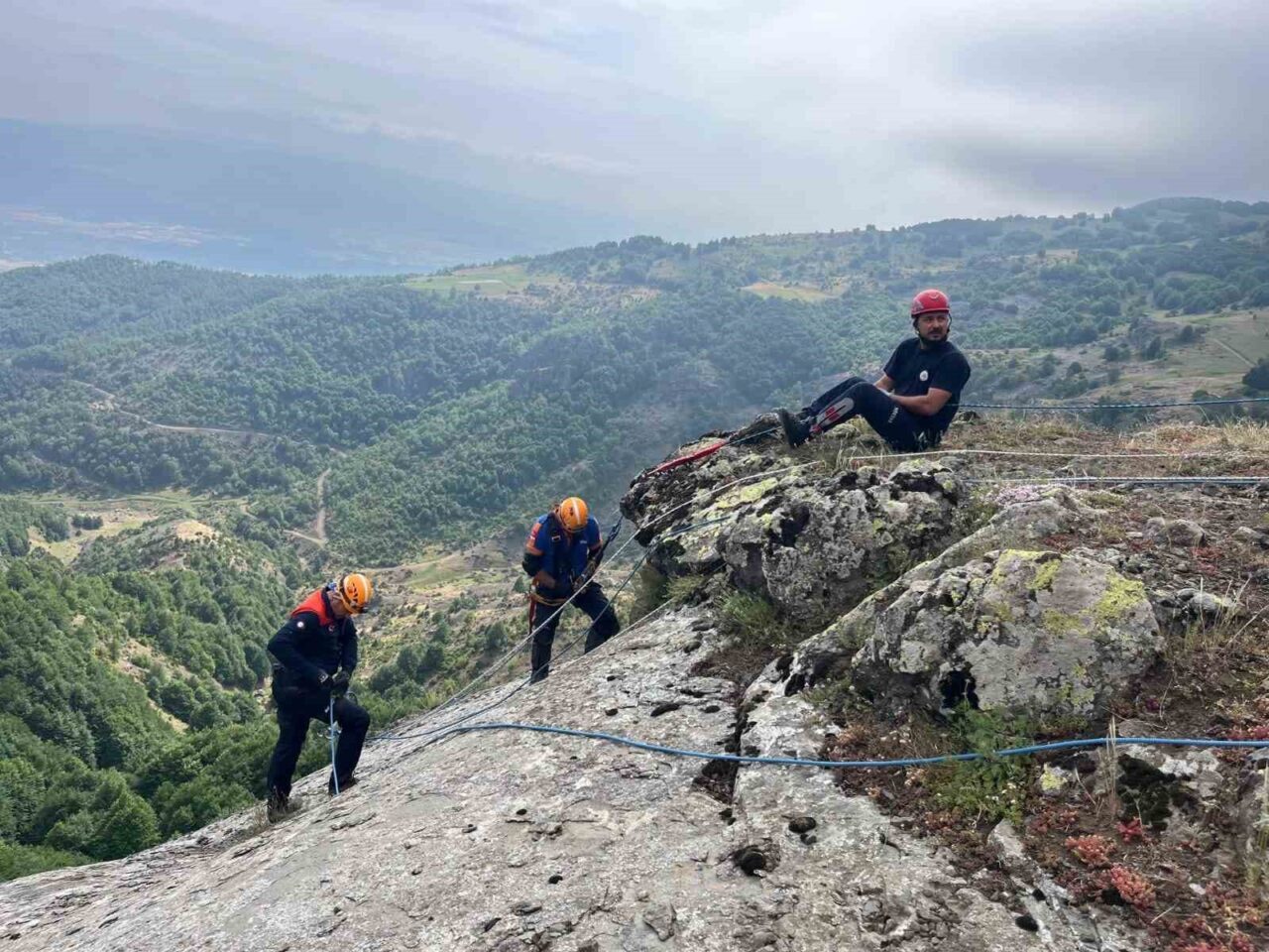 Kayalıklarda mahsur kalan keçiler kurtarıldı