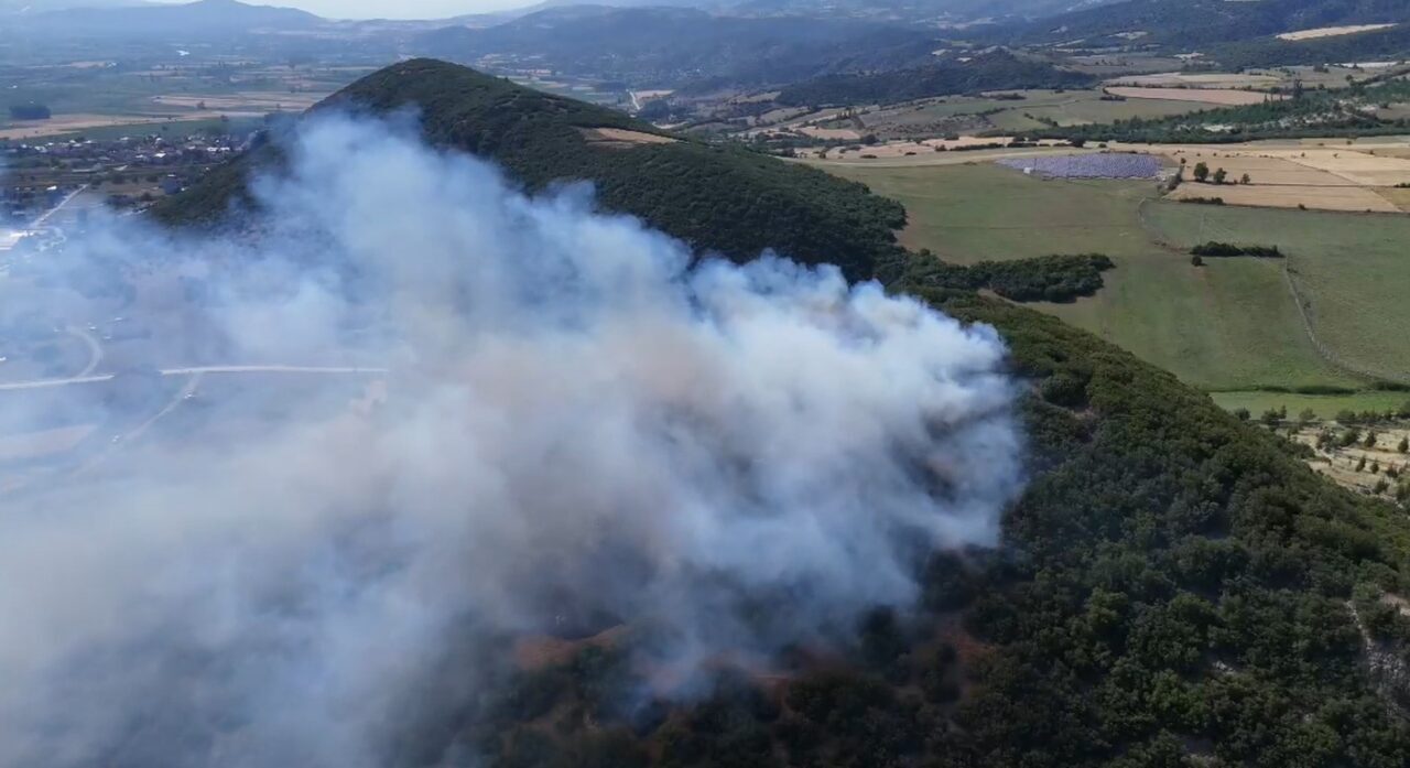 Tokat’taki orman yangını dron ile görüntülendi