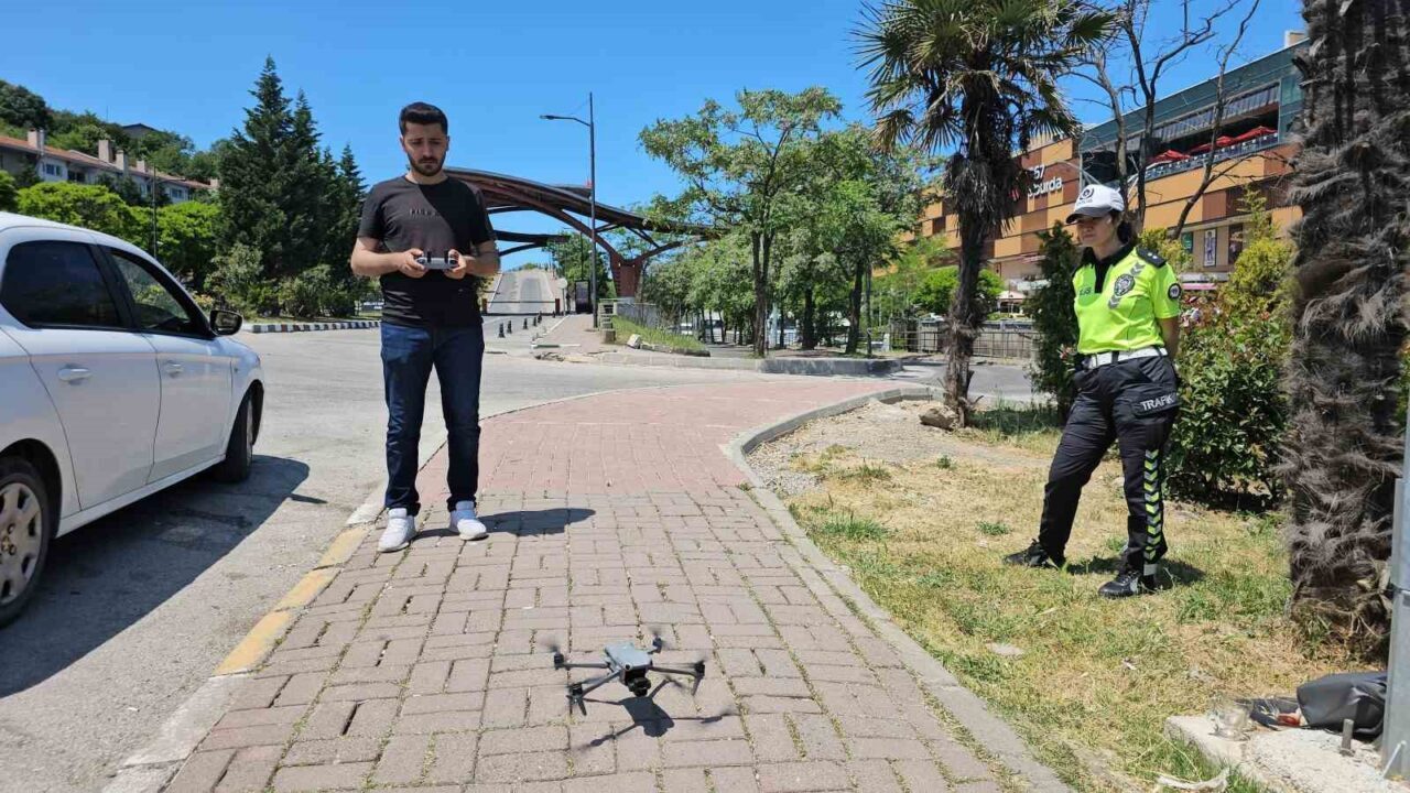 Zonguldak’ta trafikte bayram öncesi dronlu denetim
