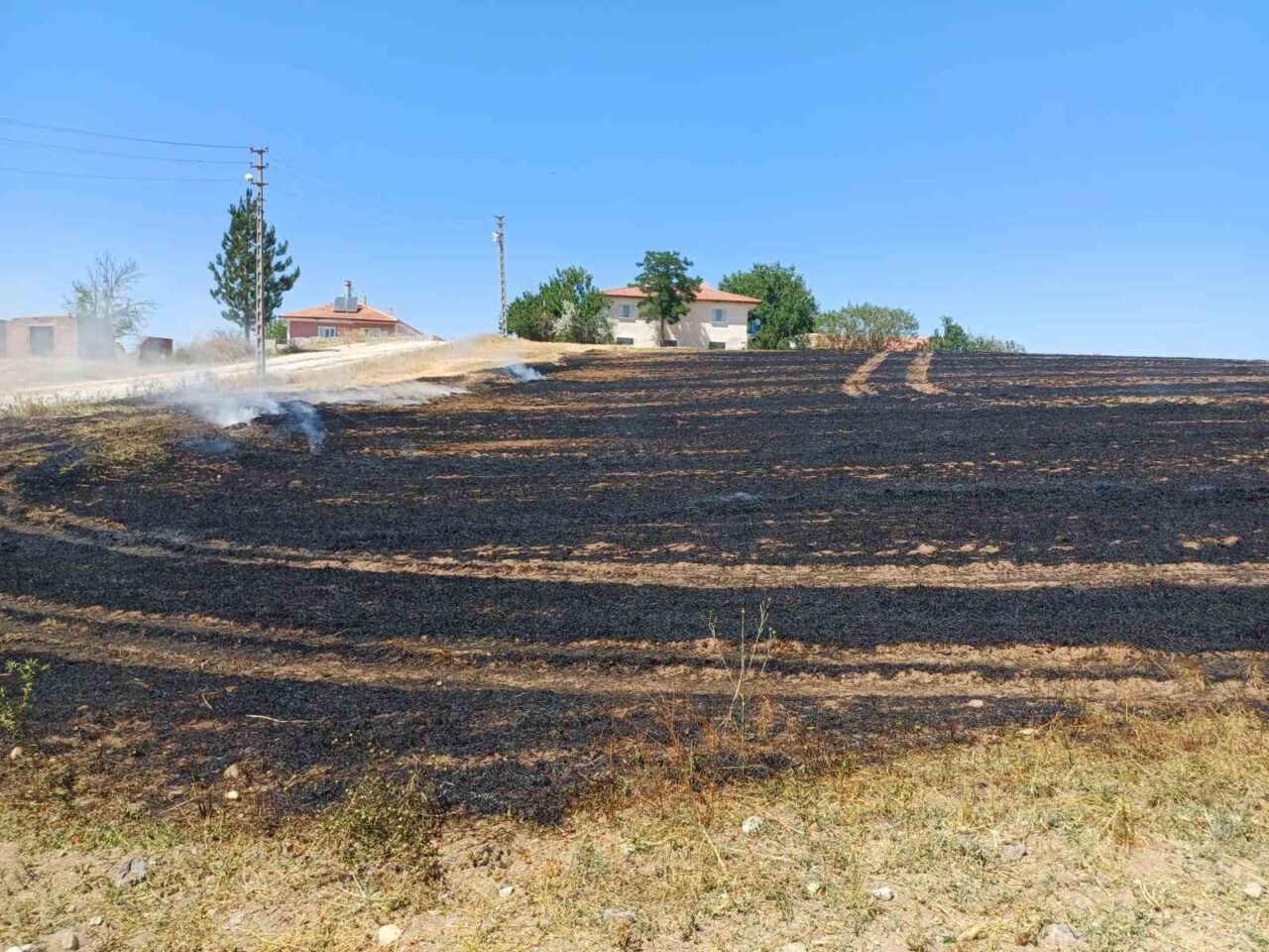 Alaca’da anız yangını