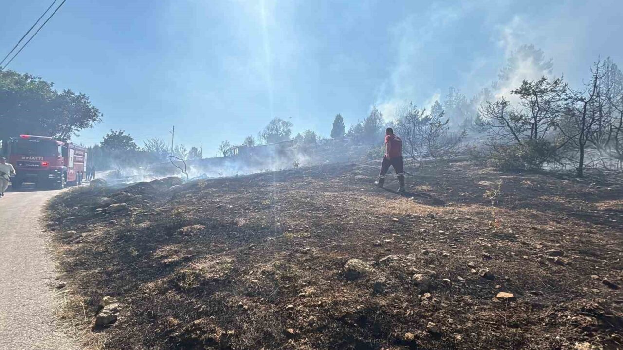 Bolu’da çalılık arazide çıkan yangın evlere sıçramadan söndürüldü