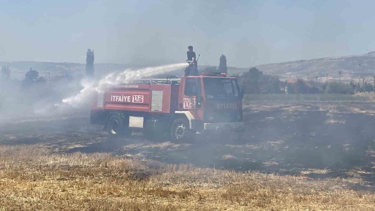 Çorum’da tarlada çıkan anız yangını söndürüldü