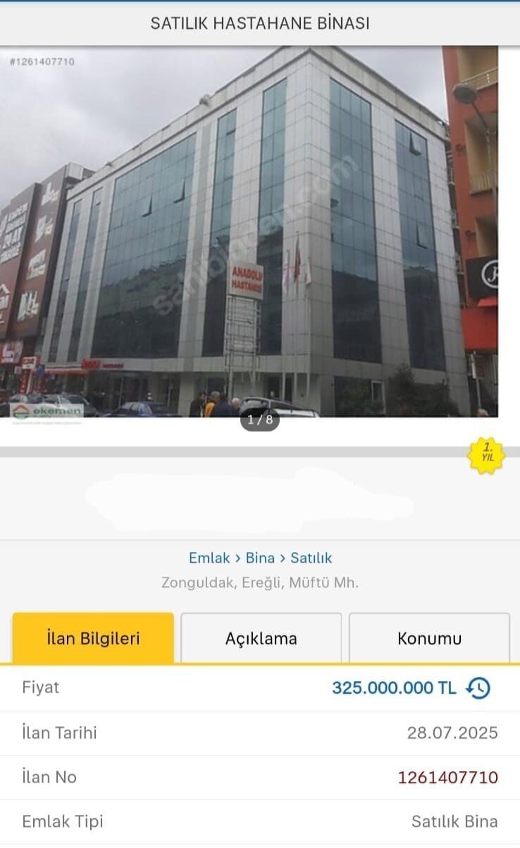 Kdz. Ereğli Anadolu Hastanesi binası satışa çıkarıldı