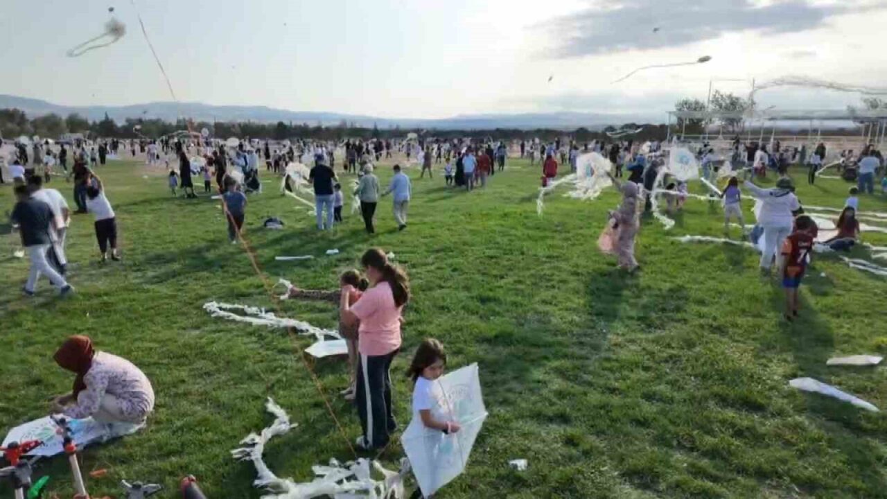 Suluova’da uçurtma şenliğinde gökyüzü renklendi, çocuklar ve aileleri eğlendi