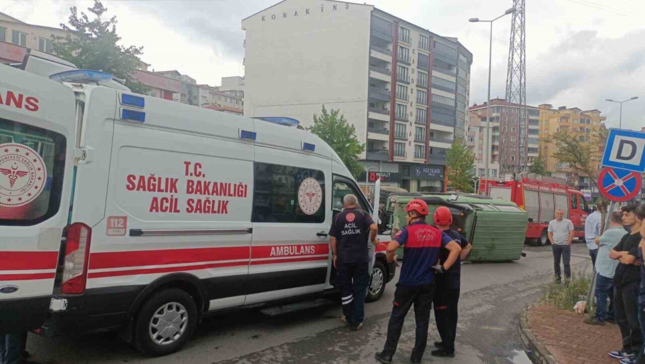 Karadeniz Ereğli’de kontrolden çıkan araç devrildi