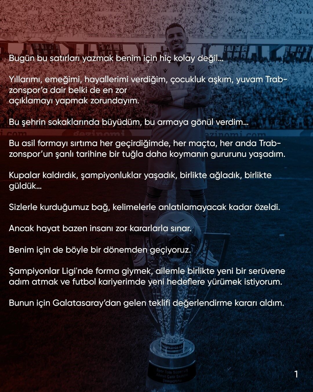 Uğurcan Çakır, Trabzonspor’a veda etti