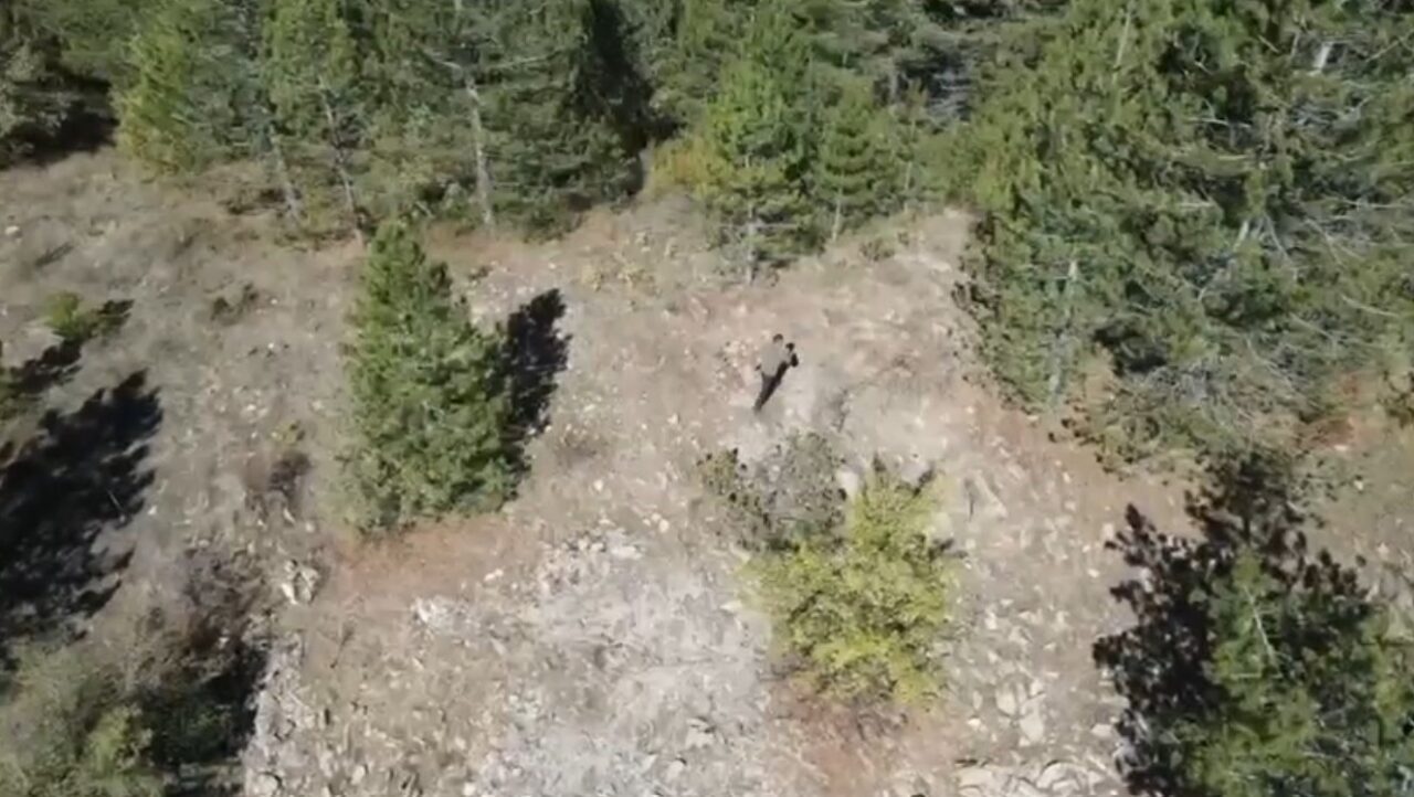 Isparta’da kaçak avcı dron kamerasında