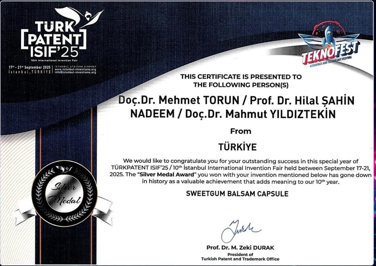 MSKÜ’lü akademisyene patent ödülü: "Sığla yağı kapsülüne gümüş madalya"