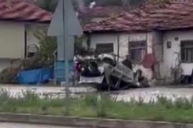 Amasya’da otomobilin takla attığı kaza kamerada