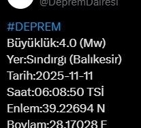 Balıkesir’de 4 büyüklüğünde deprem