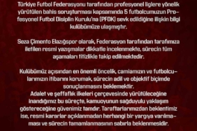 Elazığspor: "Gelişmeler kulübümüz tarafından izlenmekte"