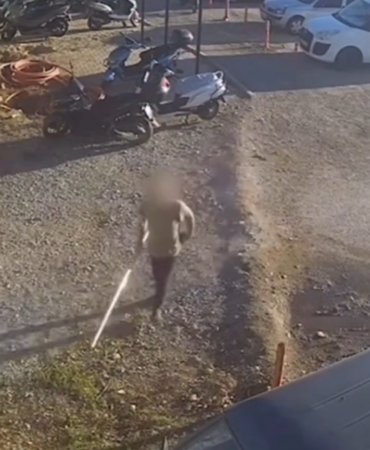 Güvenlik kamerasına borulu müdahale