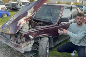 Kamyonun çarpıp kaçtığı kazada genç sürücü yaralandı: Kaza anı güvenlik kamerasında