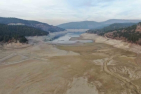 Kastamonu’nun su ihtiyacını karşılayan baraj gölünün büyük kısmı kurudu