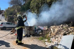 Menteşe’de çöp konteynerinde yangın paniği