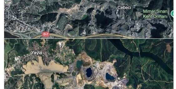Orman alanlarının tahrip edildiği ve maden alanlarının zarar gördüğü fotoğraflarla gösterildi