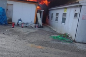 Rize’de şantiyede yangın