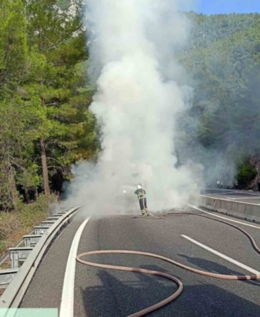 Sakar rampasında araç yangını