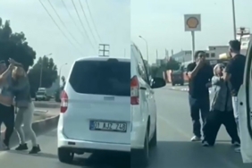 Sürücülerin trafikteki kavgası kamerada