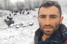 Tokat’ta çoban karlar altında türkü söyledi