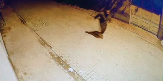 Adana’da evin camlarına taş atıp kaçtı: O anlar kamerada