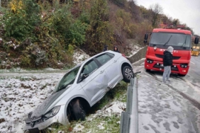 Alaplı’da otomobil yoldan çıktı