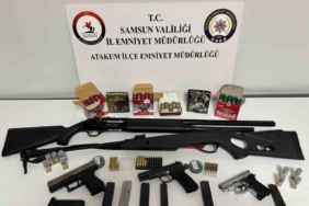 Atakum’da ruhsatsız silah ve mühimmat ele geçirildi