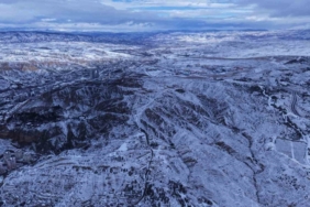 Beyaz örtüyle kaplanan Çankırı havadan görüntülendi