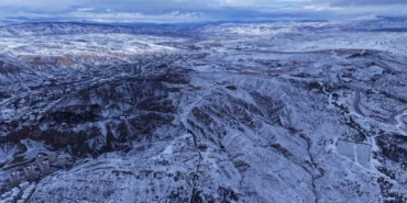 Beyaz örtüyle kaplanan Çankırı havadan görüntülendi