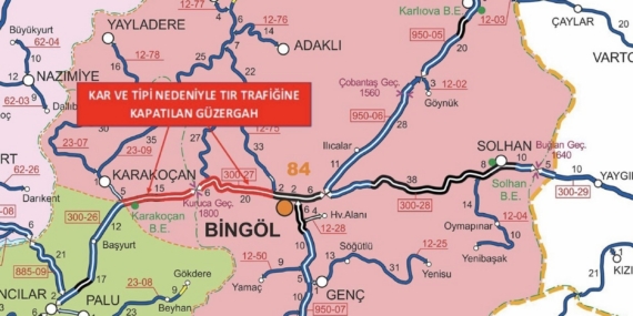 Bingöl-Elazığ yolu tır trafiğine kapatıldı